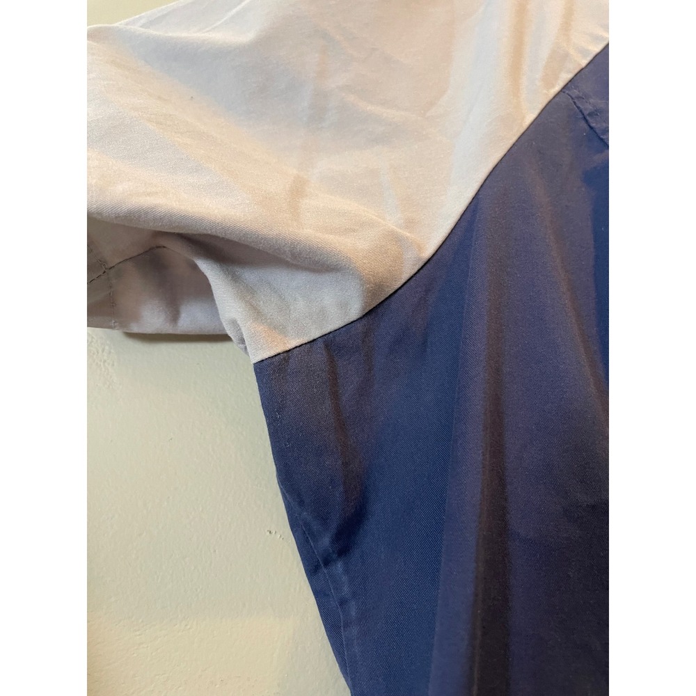 Butter-Soft Stretch Scrub Top Womens 2X Navy Blue Grey Colorblock V-Neck Pockets - Picture 7 of 11